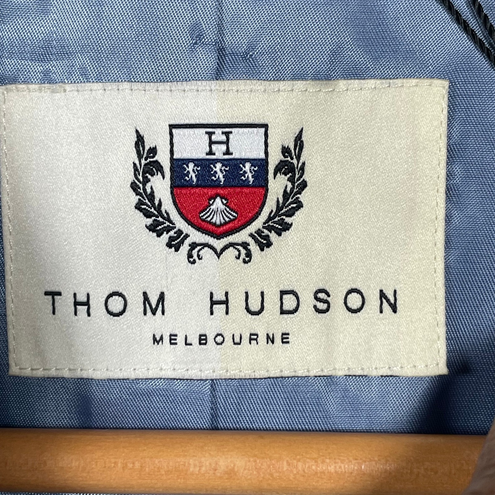 Nwt Thom Hudson Silk Wool Blend Sport Coat Mens 46r Blue Tan Plaid Blazer Preppy — image 5 of 8